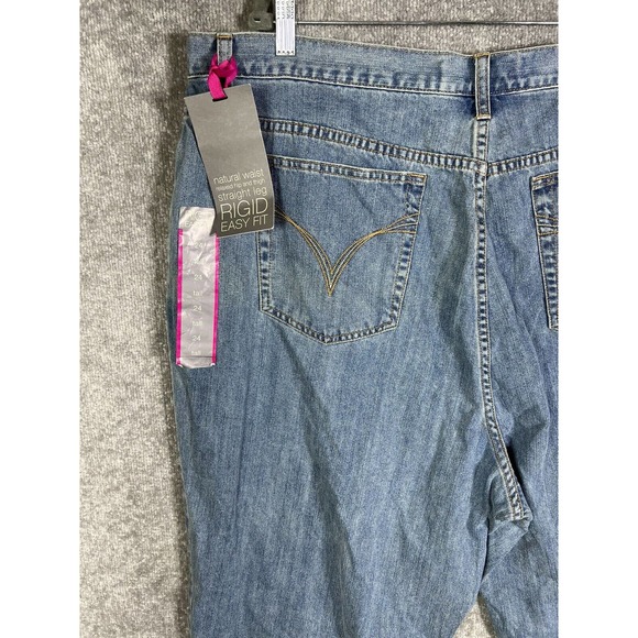 Venezia Rigid‎ Easy Fit Jeans Womens Size 24 Tall Blue Denim Distressed Pockets - Picture 11 of 16